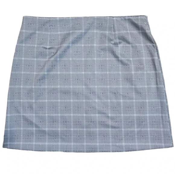 Cato XL Grey Plaid Pull-On Mini Skirt 2 Pocket Preppy Y2K Vintage Casual Mod - Picture 2 of 7